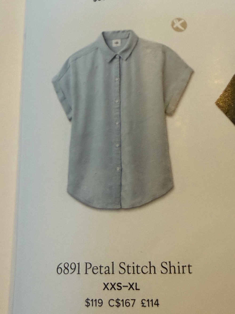#6891 cabi Light Blue Petal Stitch Shirt. NWOT. Size Large.